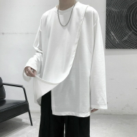 【巴黎精品】T恤長袖上衣-暗黑日系設計感寬鬆男裝3色a1an51