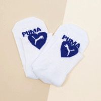 【PUMA】踝襪 Fashion 白 藍 愛心 中筒 休閒襪 襪子 單雙入(BB1430-06)