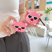 For Airpods Pro Case,Cute Pink Sunglass Beaver Animal Case For Airpods 3 Case 2021,Silicone Earphone Cover For Airpods 1/2 Case