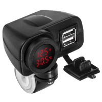 【Supamoto】QC3.0快充+電壓+氣溫—USB.6(雙車充/開關/通用/車把/鏡座/通用/機車改裝)