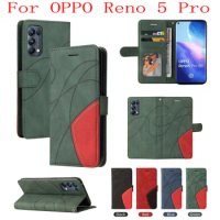 Sunjolly Case for OPPO Reno 5 Pro Wallet Stand Flip PU Leather Phone Case Cover coque capa OPPO Reno 5 Pro Case Cover
