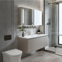 Stainless Steel Bathroom Cabinet Bathroom Smart Mirror Cabinet Ceramic Whole Washbin Wash Inter-Platform BasinWashbasin Cabinet