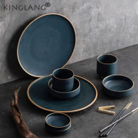 KINGLANG Korin Series Ceramic Tablware Cutlery Set Family Restaurant Western Dishes Plates Bowl