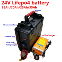 GTK rechargeable 24V 20Ah 18Ah 25Ah 35Ah Lifepo4 Lithium battery for 500W 600W Electric Foldable Wheel chair Scooter+3A charger