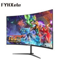 FYHXele 27 Inch 2K165hz Curved Gaming Monitor 1MS QHD PC LCD Desktop Display With HDMI DP Support FreeSync 10 bits 98% sRGB