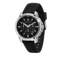【MASERATI 瑪莎拉蒂】經典三眼計時矽膠錶帶腕錶44mm(R8871621014)