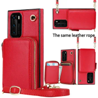 for Huawei P30Pro Card Slot Wrist Strap Phone Holder Crossbody Cover For Huawei P40 Mate 20 30 40 Pro Nova4e P30Lite Zipper Bag