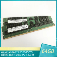 1Pcs MTA72ASS8G72LZ-2G9DITG For MT RAM 64GB 64G 4DRX4 DDR4 2933 PC4-2933Y LRDIMM REG Memory