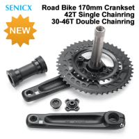 SENICX 110 BCD Chainring Single Double Bicycle Crankset 170mm Crank Arms Bicycle 42T 30-46T Chainring Chainwheel Road Bike Parts