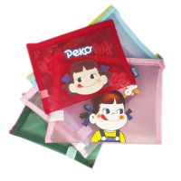 【日本不二家PEKO】網格拉鍊袋2入 文具袋(平輸正品 筆袋 旅行包)