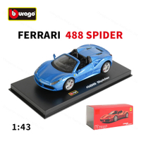 SDSBburago 1:43 Ferrari 488 Spider Xe tĩnh Die Cast Mô hình xe đồ chơi sưu tầm
