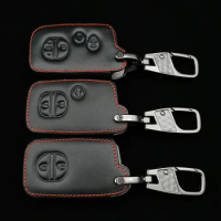Leather Car Key Case For Toyota Camry Avalon Rav4 2013 2014 2015 2/3/4 Button Keyless Remote Smart Key Protector Cover Keychain
