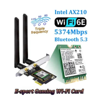 Desktop Wi-Fi 6E Intel AX210 PCIe WiFi Adapter Bluetooth 5.3 5374Mbps 802.11ax AX210NGW Wireless Wifi 6E Card Windows 10 Linux