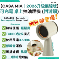 附送濾網【全新升級版】無線移動式桌上抽油煙機 (CM-T02) ｜附LED照明燈｜ 無線座枱式抽油煙機｜可拆式抽油煙機｜香港行貨｜ 米灰色
