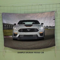 Bendera Foto Ford Mustang Poster Kain Satin Premium Tebal Full Printing Cocok Pajangan Kamar, Studio