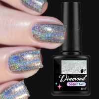 9 Colors Glitter Diamond Reflective Nail Gel Polish 8ml Laser Shinying Glitter Nail Art Gel Soak Off UV Manicures Diamond Gel