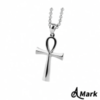 【A MARK】鈦鋼對鍊 十字架項鍊/簡約光面埃及安卡十字架造型鈦鋼項鍊(2色任選)