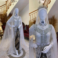kebaya akad nikah pengantin ekor panjang