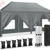 10'x20' Pop Up Canopy Tent with 6 Sidewalls,Ez Pop Up Outdoor Canopy for Parties Waterproof Commercial Tent with 3 Adjustable