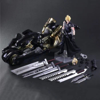 26cm Play Arts Final Fantasy VII Cloud Strife Motorcycle Action Figure PVC Anime Statue Cloud Strife Collection Model Toys Gifts