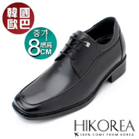 【HIKOREA】韓國增高鞋。正韓空運。增高8cm綁帶鐵釦飾真皮紳士方頭皮鞋(8-9004/現+預)