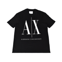 A│X Armani Exchange經典壓印字母LOGO造型純棉短袖T恤(XS/S/M/L/黑x白字)