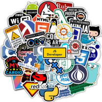 50 Pcs Internet Java Sticker Geek programmer Php Docker Html Bitcoin Cloud C++ Programming Language for Laptop Computer Stickers