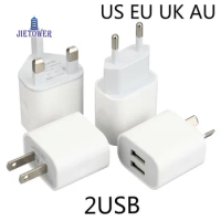100pcs/lot US EU UK AU Plug 5V 2A 2 usb 2USB PortS US Plug phone Travel Charger adapter for iphone 5 6 7 8 samsung wholesale new
