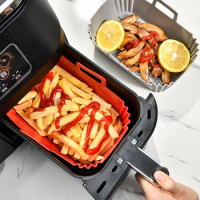 1Pc Silicone Air Fryers Oven Baking Tray Pizza Fried Chicken Airfryer Silicone Basket Reusable Airfryer Pan Liner Accessories