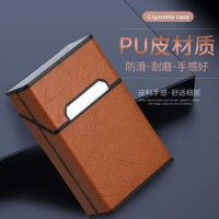 Leather Magnetic Suction Cigarette Case for 20 Cigarettes Cigarette Box Holder for Woman Men Cigarette Pouch Smoking Accessories