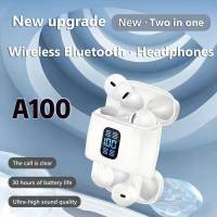 Tai nghe Bluetooth không dây, A100, 4 trong 1, Âm thanh vòm 3D, Pin lâu, Micro HD, Khử tiếng ồn chủ 