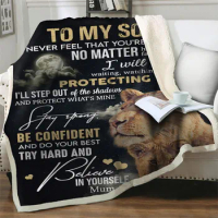 To My Son From Mom Letter Lion Printed Bedding Soft Warm Fluffy Plush Throw Blankets For Beds Sofa Holiday Plane Quilt Nap Cover