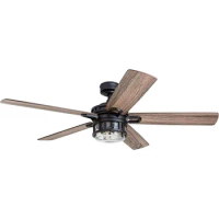 Honeywell Ceiling Fans Bonterra, 52 Inch Contemporary Indoor LED Ceiling Fan with Light and Remote Control, Dual Finish Blades