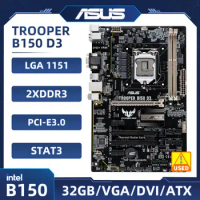 ASUS TROOPER B150 D3 Motherboard LGA 1150 Intel B150 DDR3 32GB PCI-E 3.0 M.2 SATA III DVI support Core i3-6300 i7-6700 cpu