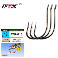 FTK 6 Pack Carp Fishing Hooks High Carbon Steel Barbed Hook TANAGO Hook Size 1#-12# Fly Jip Barbed R