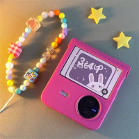 Cute Rabbit Cube Bracelet Soild Color Phone Case For VIVO X Flip Girl Shell Candy Color Shockproof Cover Hinge Protective Funda