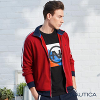【NAUTICA】立領撞色織帶休閒保暖外套(紅色)