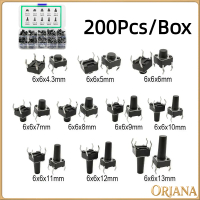 Isi 200pcs Tactile Switch Push Button Kit 4 Pin 6x6mm Saklar Tactile Micro Switch Tombol Reset Momen