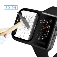 Full cover for Apple Watch series 5 4 3 2 matte Plastic bumper hard frame case with glass film for iWatch screen protector