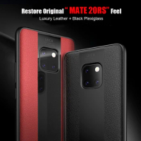 For Huawei Mate 20 Pro Mate20X Case Luxury PU Leather with Glass Back Phone Case for Huawei Mate 20 X Plexiglass Cover Mate20Pro