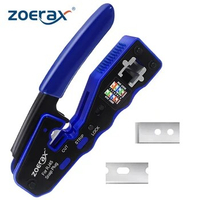 ZoeRax RJ45 Pass Through Crimper Tool, Ethernet Crimper EZ Network Crimping Tool Wire Stripper Cutter for Cat6a Cat5