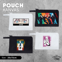 Jujutsu Kaisen - Pouch Kanvas 20x15cm - Tempat Pensil Kain Tas Make Up Sekolah Kantor Sablon DTF Suk