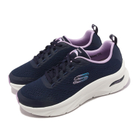 Skechers 休閒鞋 Arch Fit D Lux 女鞋 深藍 紫 舒適 支撐 經典 微厚底 健行 149687NVLV