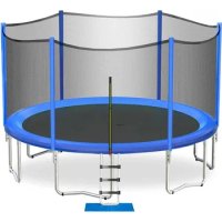 15ft Trampoline for Kids and Adults Outdoor Trampolines with Safety Enclosure Net Wind Stakes Non-Slip Ladder