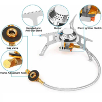 3700W Portable Backpacking Camping Gas Stove for RV Camper Foldable Outdoor Split Burner with Piezo Ignition Motorhome Parts