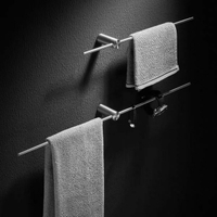 浴室毛巾架免打孔衛生間304不銹鋼毛巾桿極簡輕奢單桿掛毛巾架子