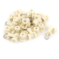 Uxcell 20Pcs White Plastic Curtain Track Rail Rollers 10mm Diameter Wheel for Curtain