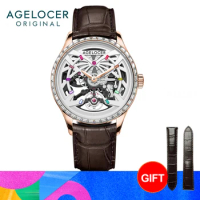 AGELOCER Original Schwarzwald Watch Men's Luxury Gold Watch Skeleton Automatic Mechanical Watch Birthday Gift for Men
