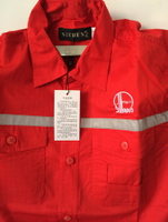 中國石化夏裝紅色工作服 石化防靜電工作服套裝油田石油工作服