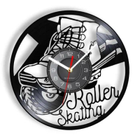 Roller Skating Ice Skate Vinyl Album Record Clock Freestyle Skiing Skater Sport Home Decor Roller Derby Disk Crafts Silent Watch